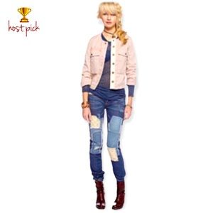 Free People Crochet Patchwork Denim